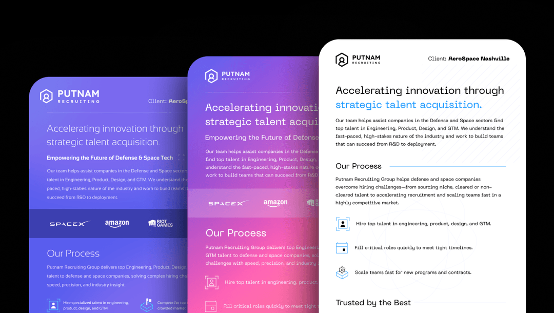 Feature image for Art Direction - Marketing for Putnam Recruiting